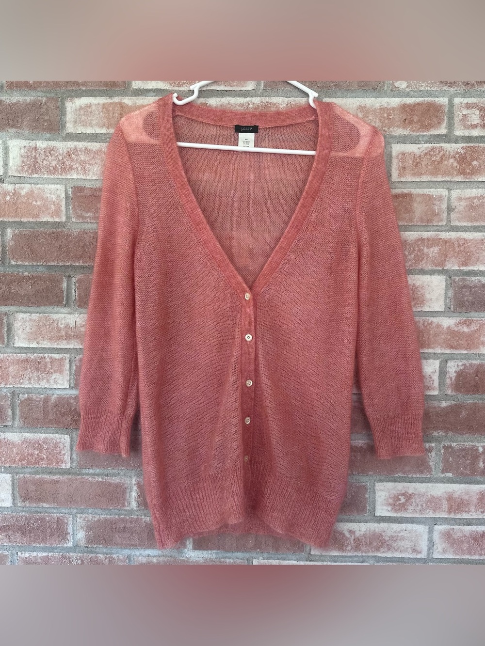 J. Crew Mohair Cardigan Button Up Women’s XS Lightweight Salmon Pink